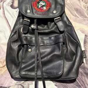 Disney Mickey Mouse Black Faux Leather Backpack